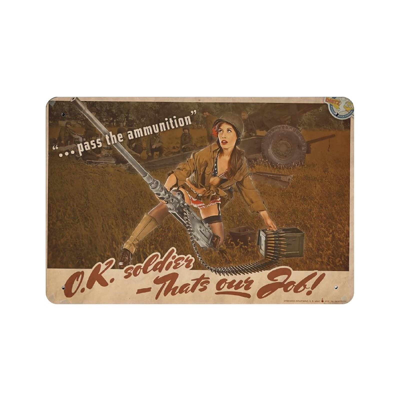 KEYGAMER Pass The Ammunition Metal Tin Sign, Vintage Plaque Poster Garage Bar Home Wall Decor 8 X 12 Inches โ image 1