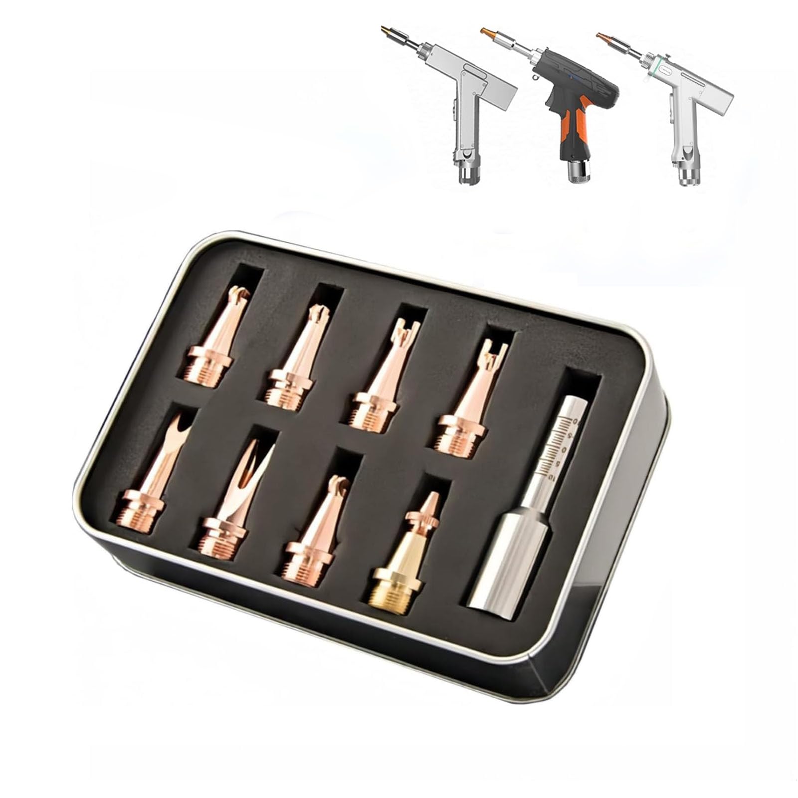 Laserschneiddüse, 5 Stück Kupferdüse M16, Kupfer-Laserdüsen für SUP20S/T SUP21S/T tragbare Handschweißkopfpistole, Teile für Faserlaserschweißgerät (M16-Set)
