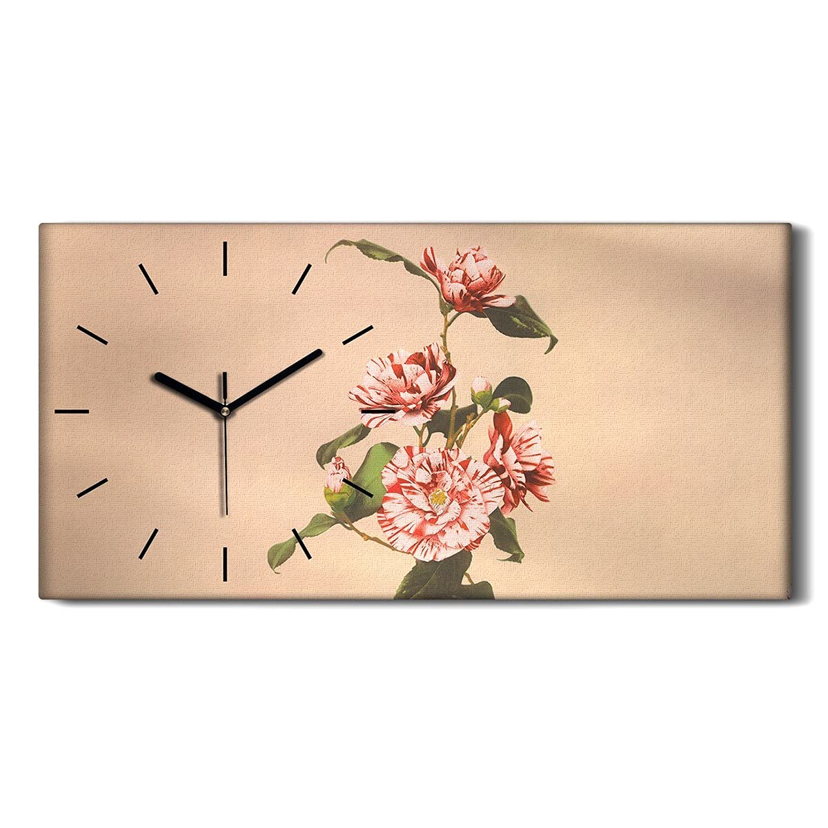 Horloge sur toile mains blanches silencieuse grand format 60x30