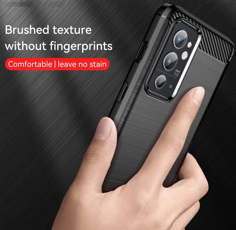 Image of NPRC Hybrid Ultra Slim Protective Case TPU Non-Slip Carbon Fiber Texture Shockproof Case Cover for Oneplus 9RT - Black