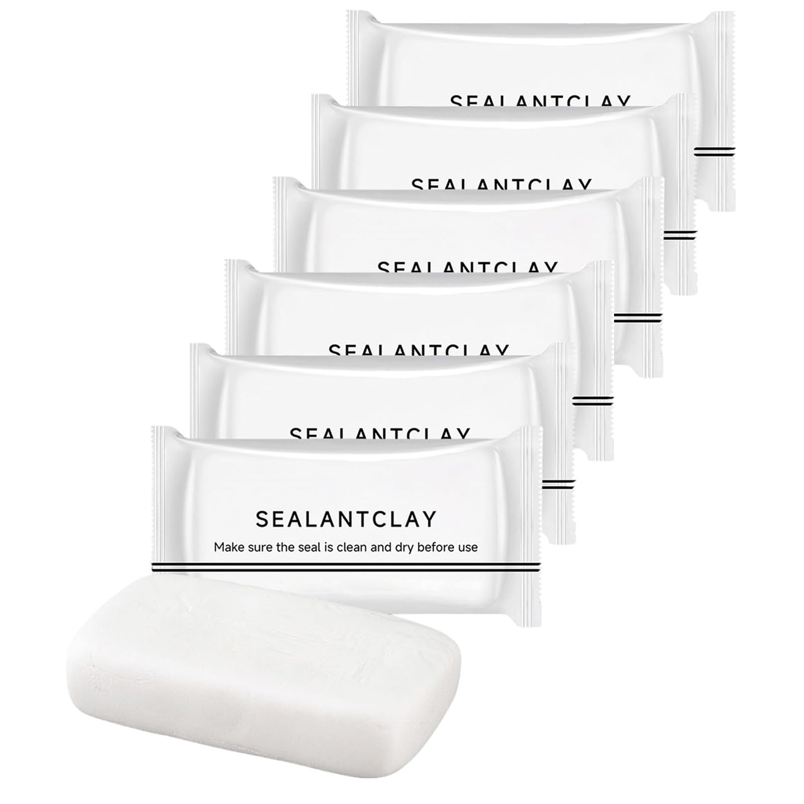 Multi-Purpose Wall & Pipe Sealing Clay, Sealant Clay Waterproof, White Waterproof Sealant Putty, Quick Mending Seal Clays for Wall Hole, Drain Connection and Air Conditioning Hole (6PCS)