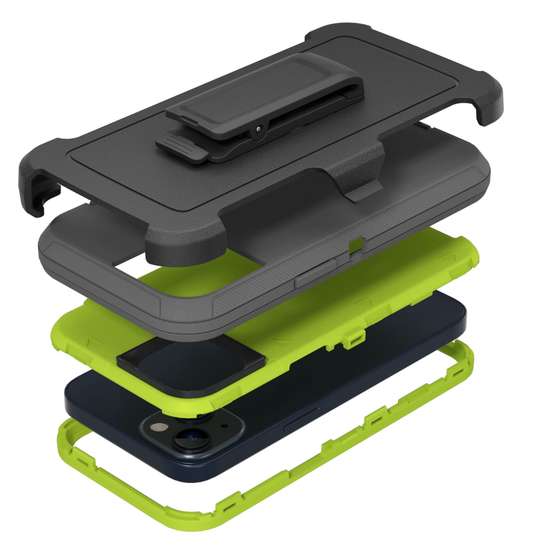 Compatible with iPhone 13 6.1 inch Case,with Screen Protectors,Heavy Duty Rugged Shockproof Full Body Protection Kickstand Case with Belt Clip Holster