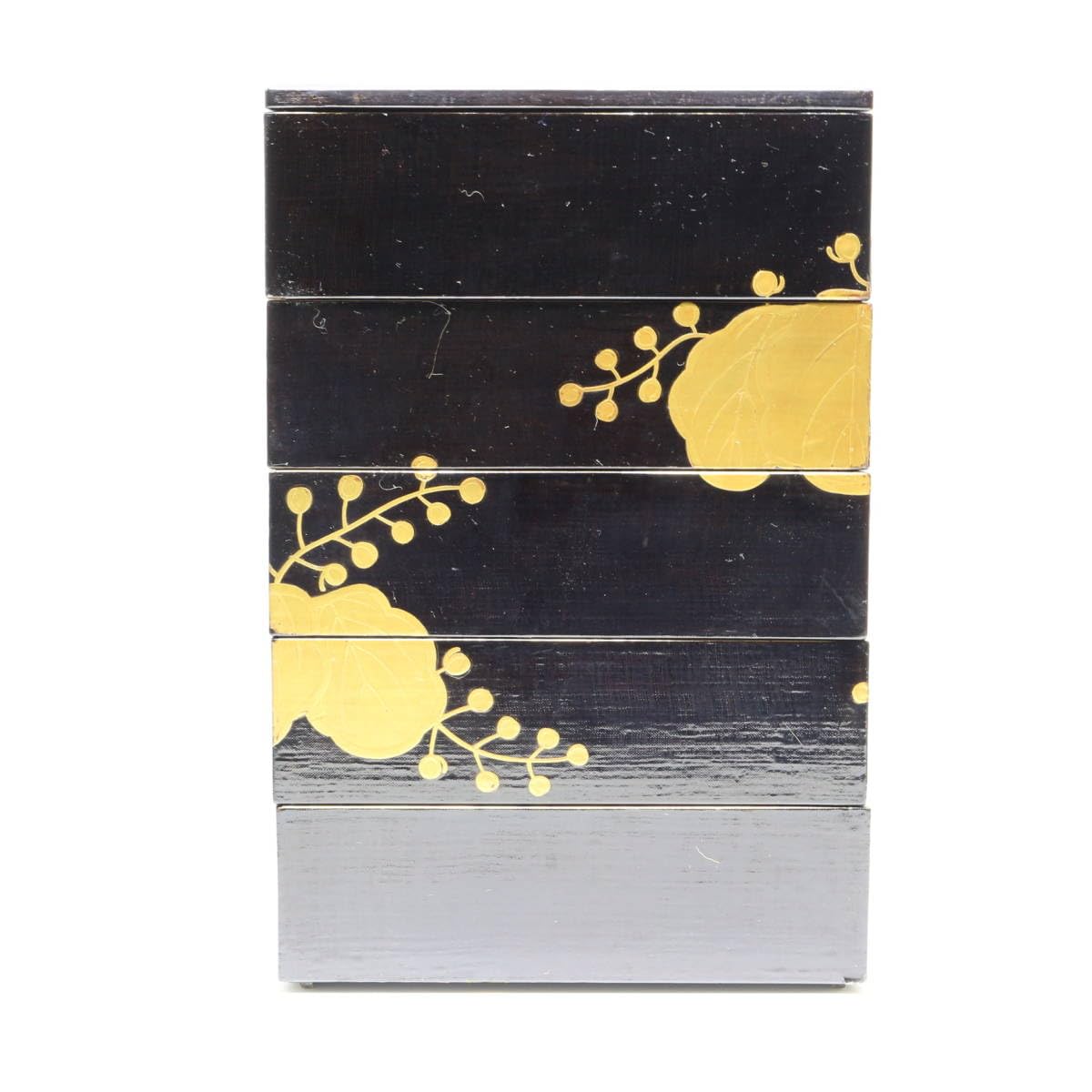 Amazon.co.jp: 五段重箱漆塗蒔絵漆器花草文二枚蓋漆工芸菓子器木製作家 