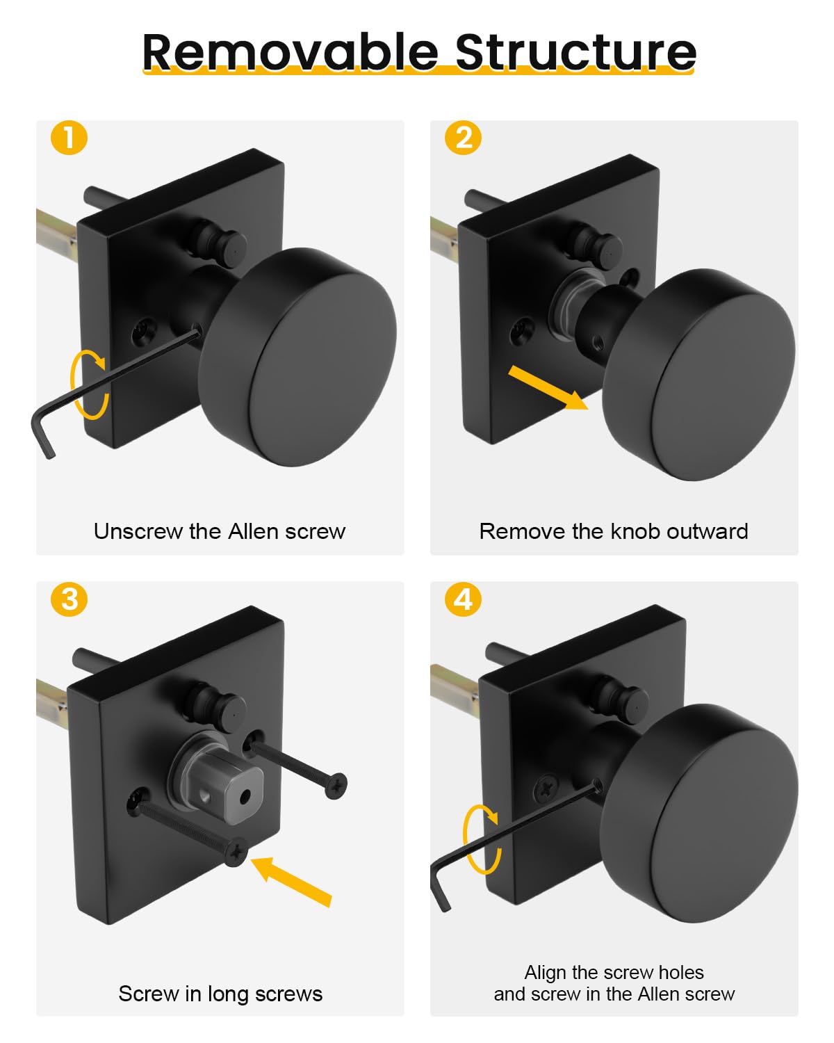 Goldenwarm Matte Black Door Knobs - 6 Pack -8 Goldenwarm Matte Black Door Knobs - 6 Pack -8