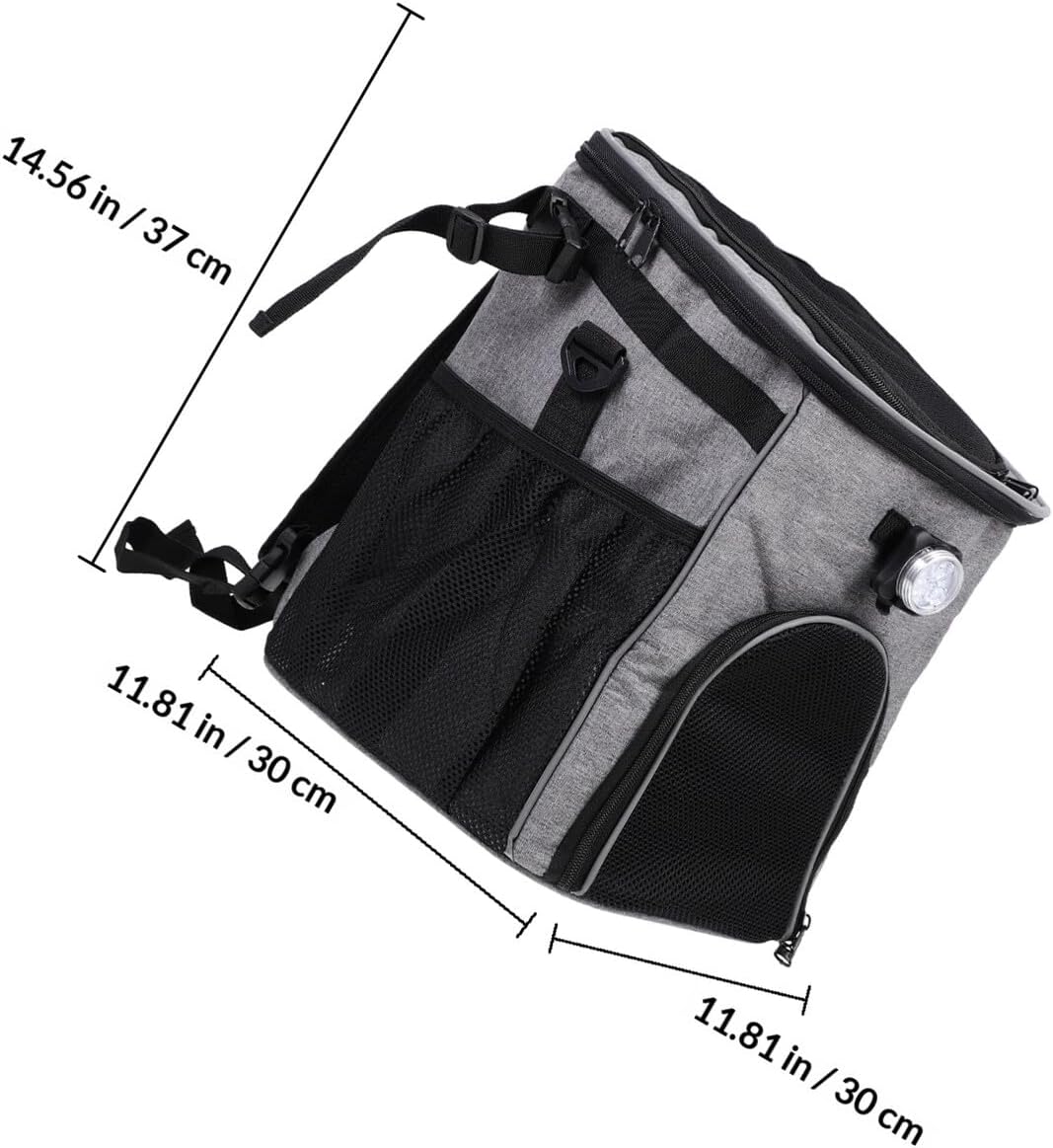 VICASKY Multi-Functional Dog Bike Carrier Backpack, Polyester Pet Bike Pouch with Detachable Storage, Grey Pet Container for Outdoor Cycling and Travel