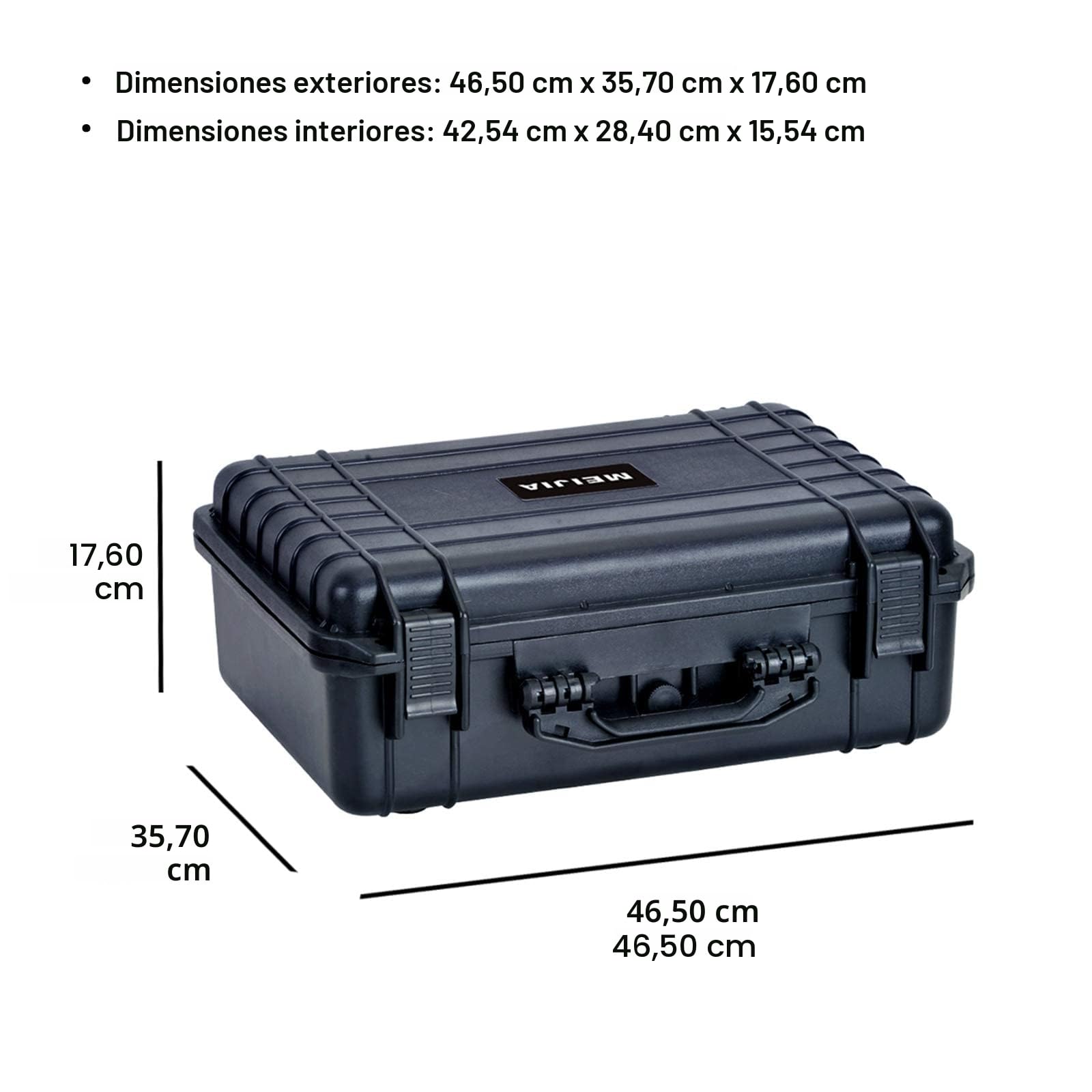 MEIJIA Maletín técnico de Polipropileno para cámaras, Objetivos, Flashes y Drones, IP67 estanco e Impermeable al Polvo,con Espuma incluida,Negro,18.5"x14.06"x6.93"