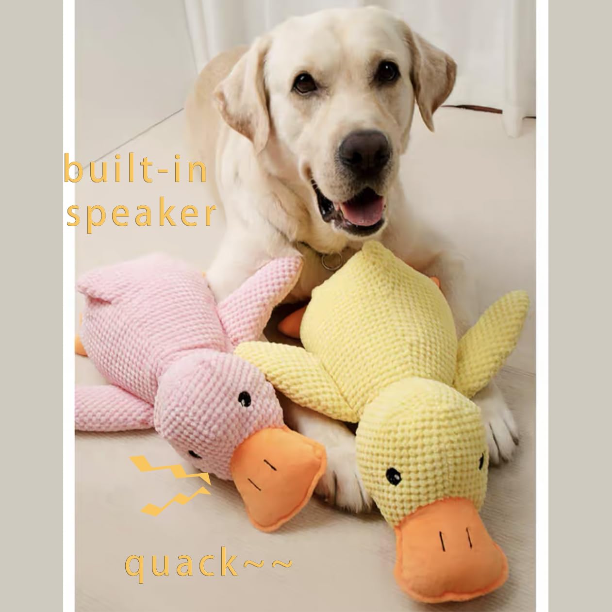 The Mellow Duck Jouet Pour Chien | Jouet Interactif Couineur Pour Chien | Oreiller Apaisant En Peluche Avec Couineur | Jouet Pour Chien Avec Couineur – Jouets à Mâcher Pour Chiot | Jouets