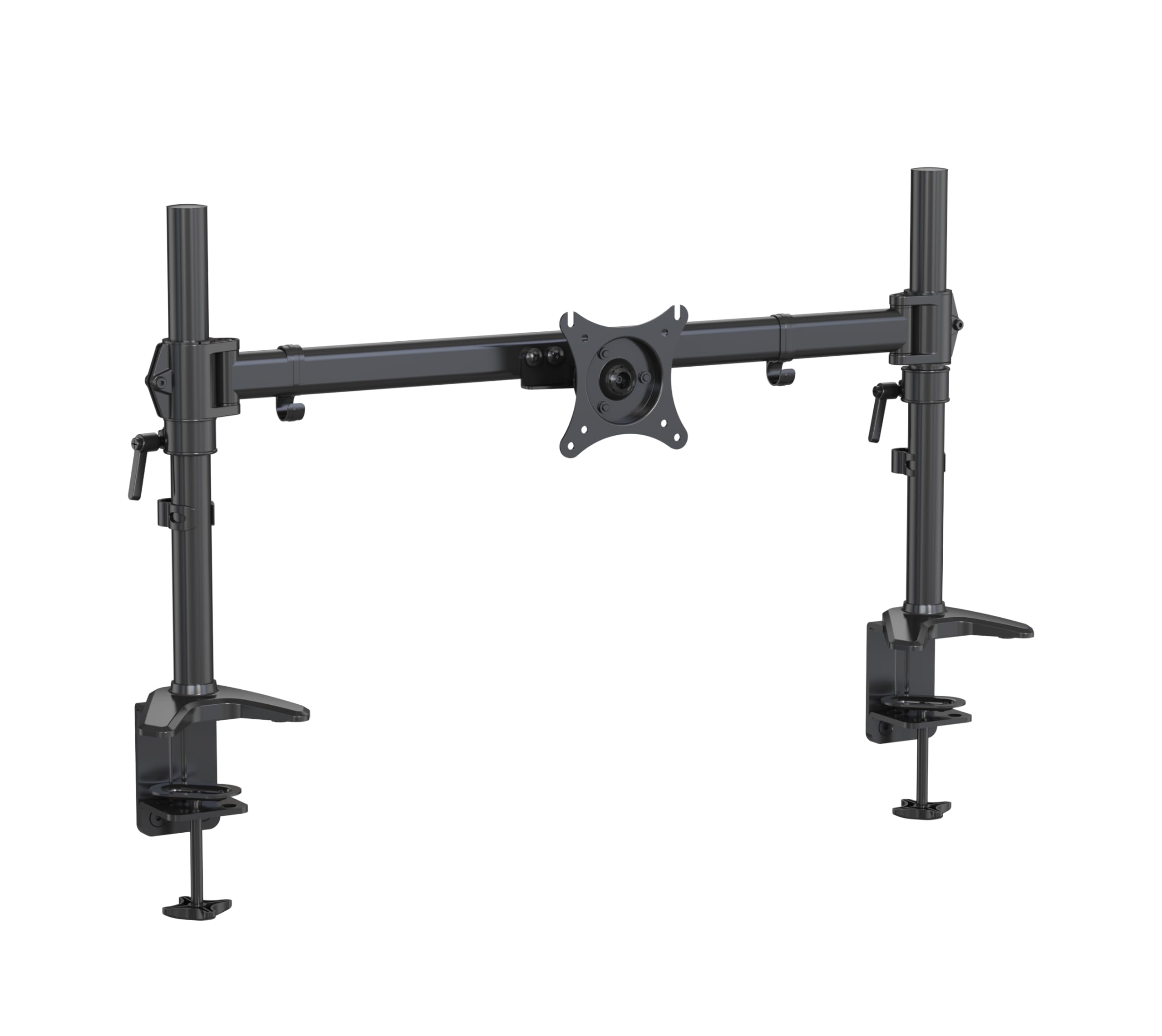 HFTEK - Monitor Tischhalterung für 15-34 Zoll Flach & Curved Bildschirm,Tragfähigkeit 12kg pro arm Höhenverstellbar Neigbar Schwenkbar VESA 75 100 - MS121C-N Individuell umrüstbar