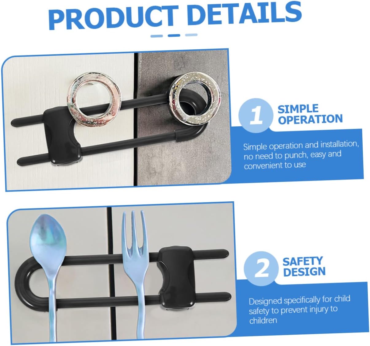 12pcs Proofing Cabinet Locks U-shaped Boy Girl Safety Latches for Drawers Cabinets and Refrigerators Easy Installation No Screws Required Environment