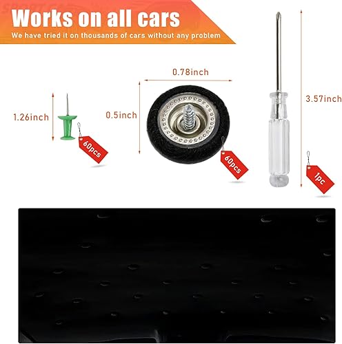 Miniatura 2 de Kewucn Kit de reparación de techo de techo de automóvil, retenedor de remaches a presión para techo de vehículo, con herramienta de instalación,