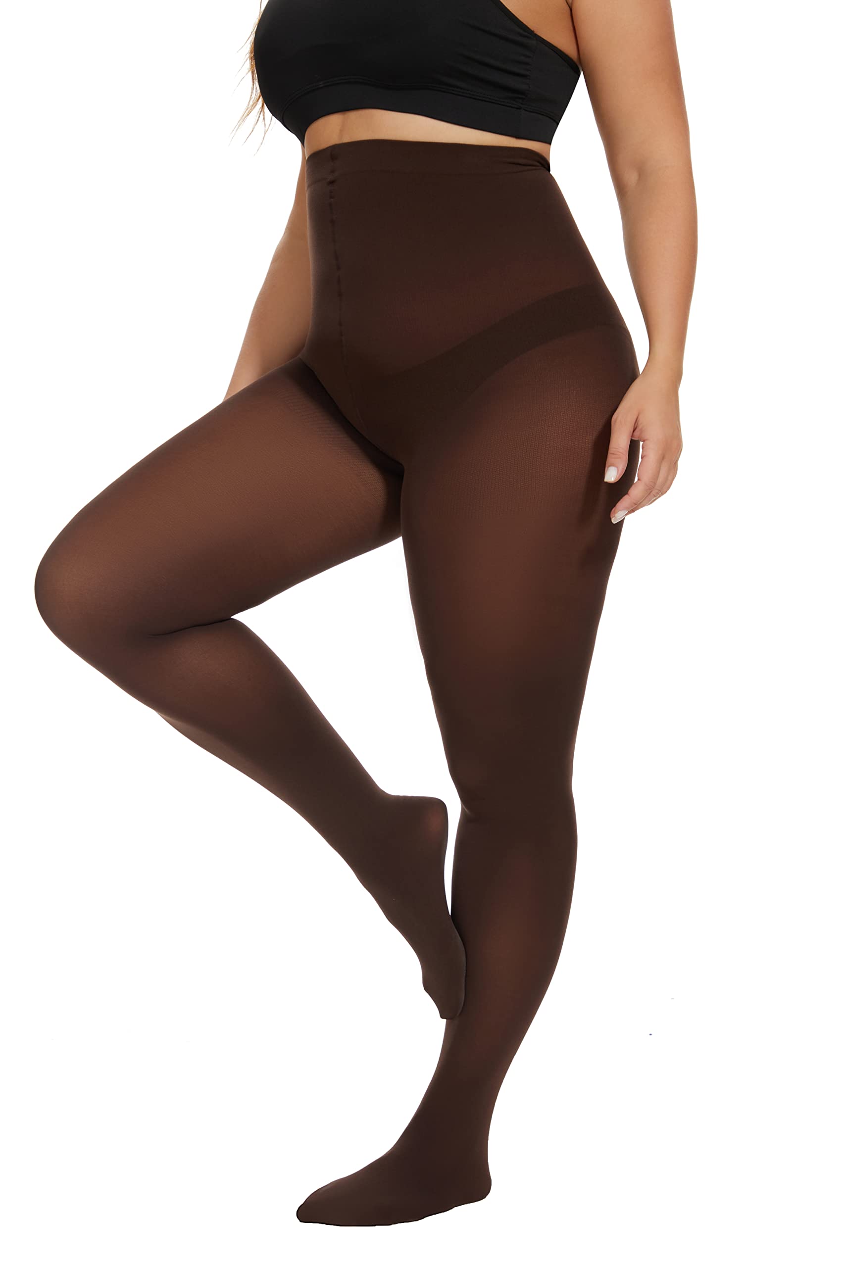 CozyWow Damen Strumpfhose Elastisch Semi-Blickdicht Strumpfhosen Plus Größen XL-4XL