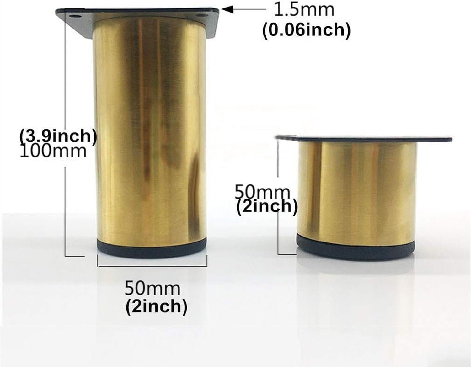 Set 4 Piedini Mobili in Acciaio Inox per Divano Tavolo, 5cm, 5cm