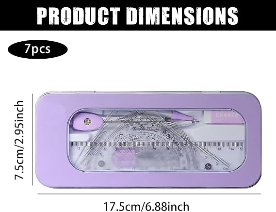 7-Piece Math Set, Protractor and Compass Set, Geometry Sets for Secondary School, Math Sets Secondary School, Students' Math Instruction and Learning: Drawing Geometric Shapes