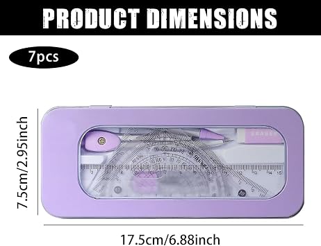 7-Piece Math Set, Protractor and Compass Set, Geometry Sets for Secondary School, Math Sets Secondary School, Students' Math Instruction and Learning: Drawing Geometric Shapes