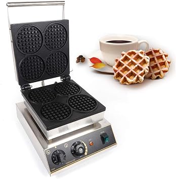 Waffle Maker, Round Waffle Maker 4pcs Nonstick Electric Waffle Maker Machine, Pancake Maker with Adjustable Temperature Control, Non-Stick Plates, Indicator Lights, Cool Touch Handle