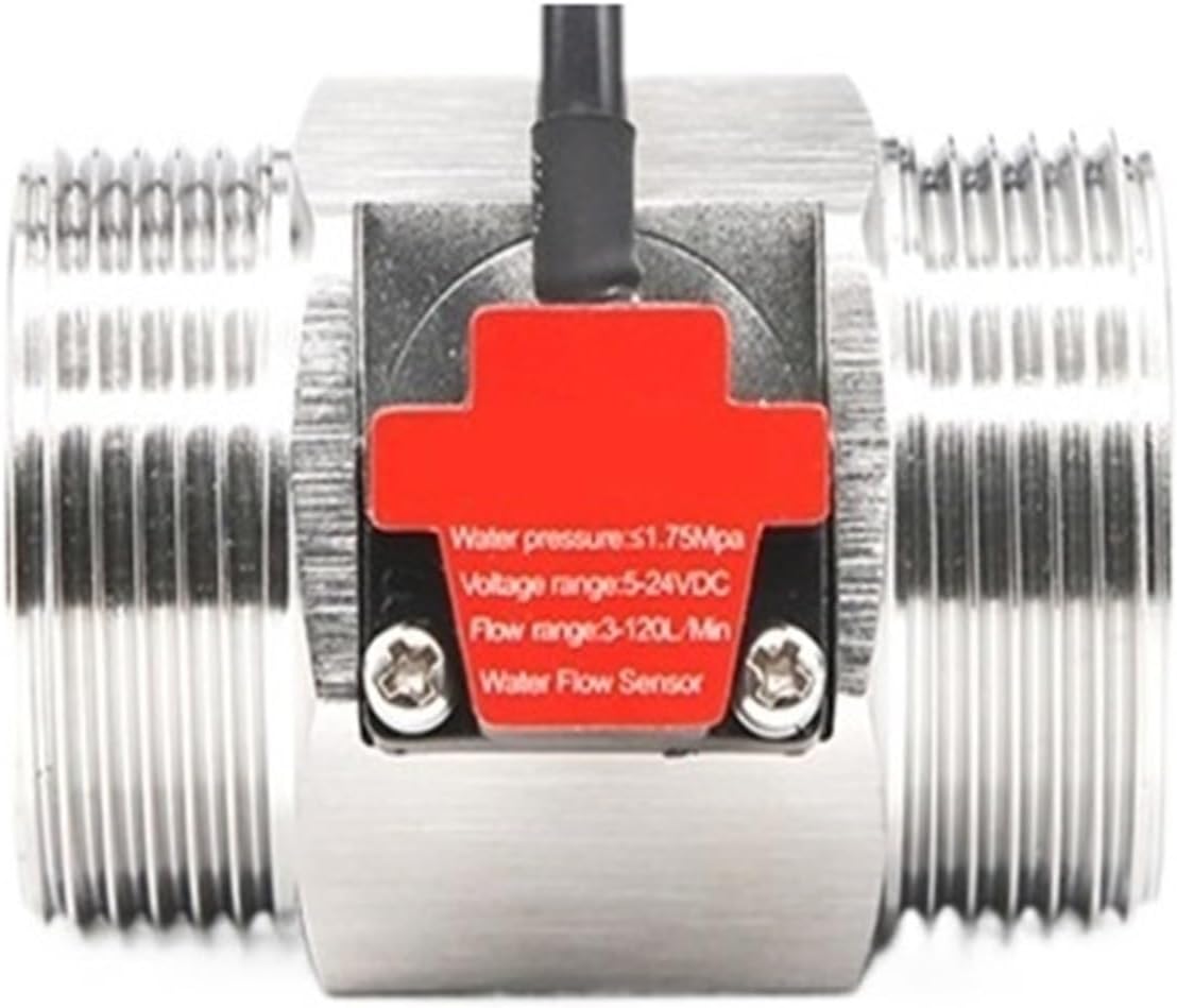Water Flow Sensor Flowmeter Hall Stainless Steel 5-24VDC 1.25-inch