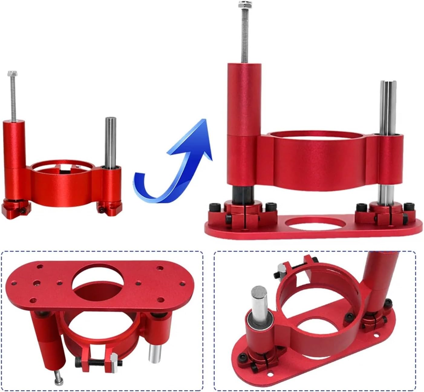 1-3 generations Plate Lift Base for Router Lift for 65mm Diameter Motors Wood Router Working Benches DIY Tools Woodworking Tool(Set A(Red))