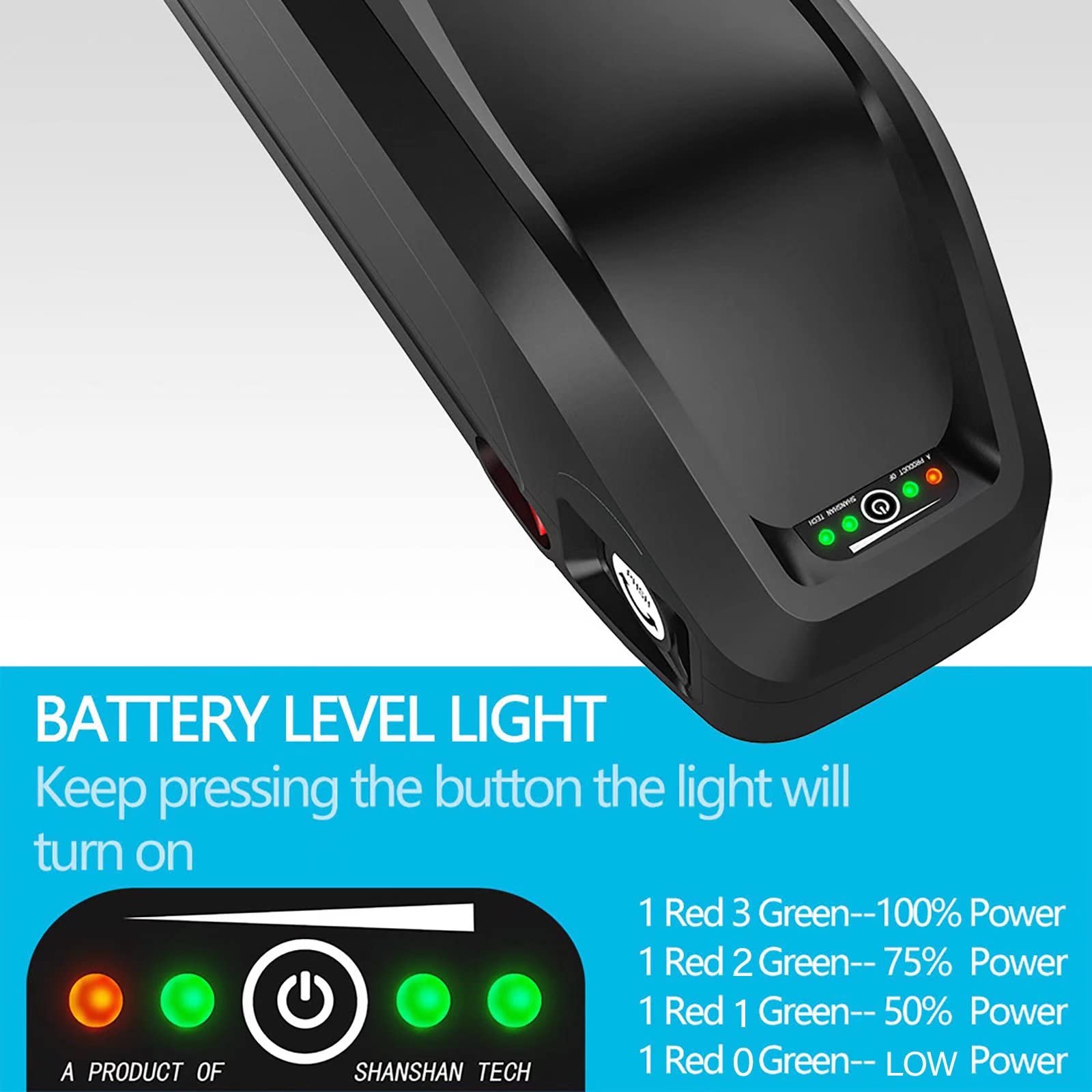 Batteria Ebike 36V Batteria agli ioni di litio 15Ah per motore 50-500W (5 PIN) con caricabatterie e blocco di sicurezza