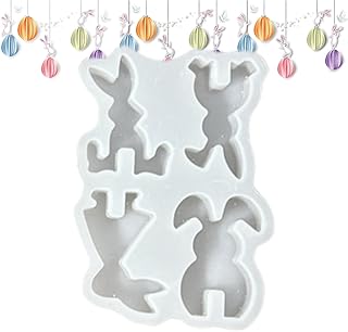 バニーシリコンモールド - ノンスティック加工でくっつかない型 | 4 キャビティ ノンスティック イースター バニー ケーキ 型 - 休日 や 家庭 で の 使用 に 最適 な フォンダン ソープ DIY 愛好家 石膏 ゼリー ケーキ バター 向け