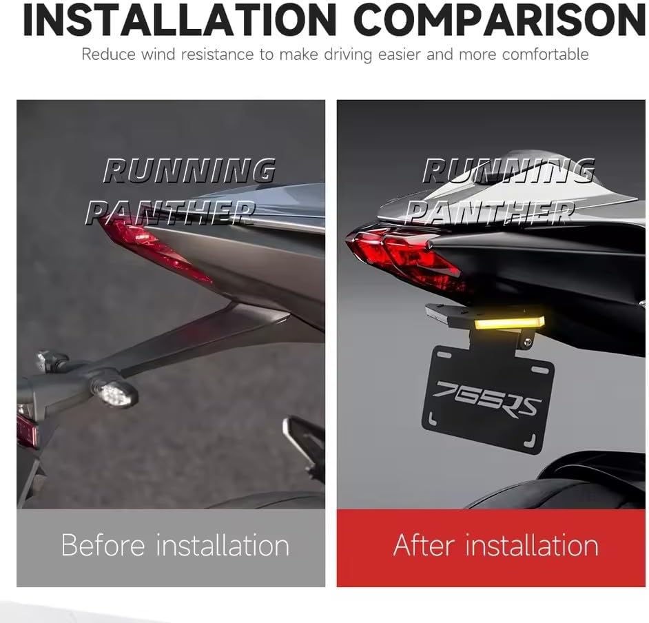 rs765 Motorcycle with Light Rear Tail Tidy Fender Eliminator License Plate Holder for Street Triple 765RS 765 RS 2021 2022-2025