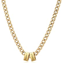 Personalized Necklace for Men Custom Stainless Steel Chain Cuban Link Necklace Engraved 1-6 Names Pendant Men Jewelry Birthday Christmas Gift for Him Dad Husband Grandpa
