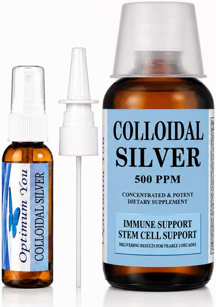Extra Strength Colloidal Silver Liquid by Optimum You | 500 PPM (8 oz) with Spray Bottle | Immune & Stem Cell Support | Wound Care & Superior Healing