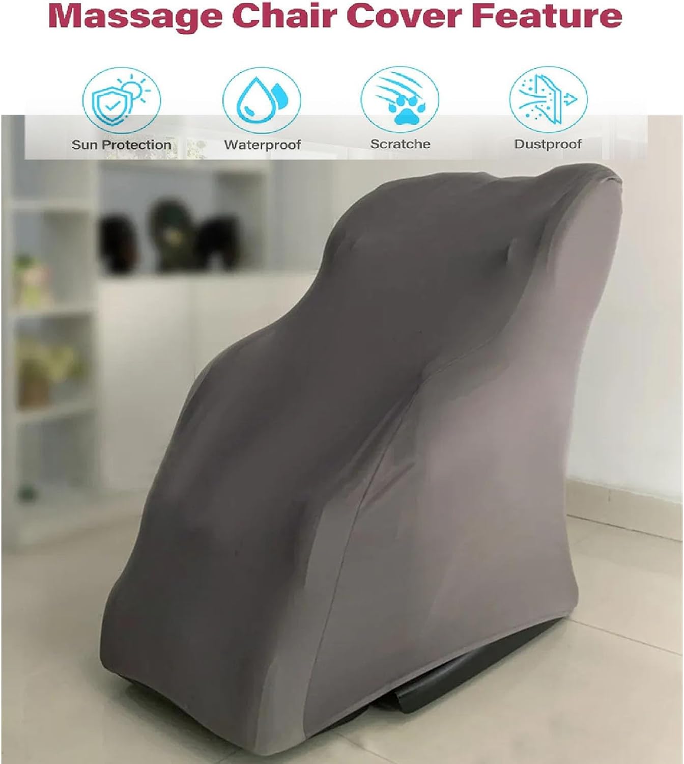 Stretch Massage Chair Cover Elastic Full Body Cover Home Furniture Back Backrest Electric Massage Chair Cover Case Chair Covers Dust Covers Removable Shield,Storage,Machine Washable(GRAY1,Large)