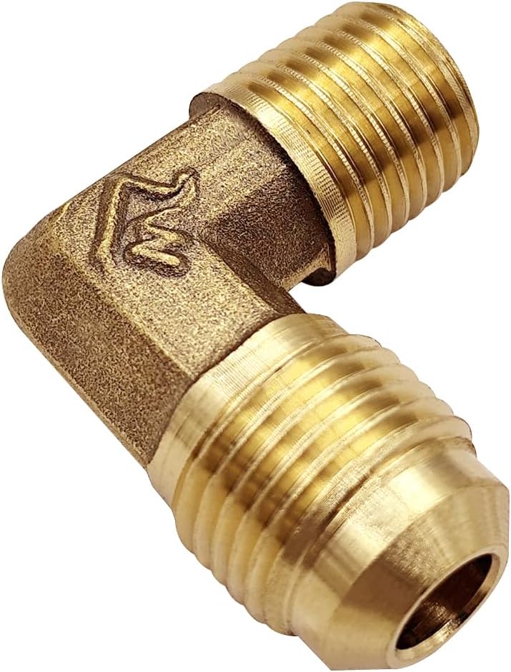 Joywayus Brass 3/8" Flare Male x 1/4" NPT Male Elbow Tube Fitting Coupling Gas Adapter Pipe Connector (Pack of 2)