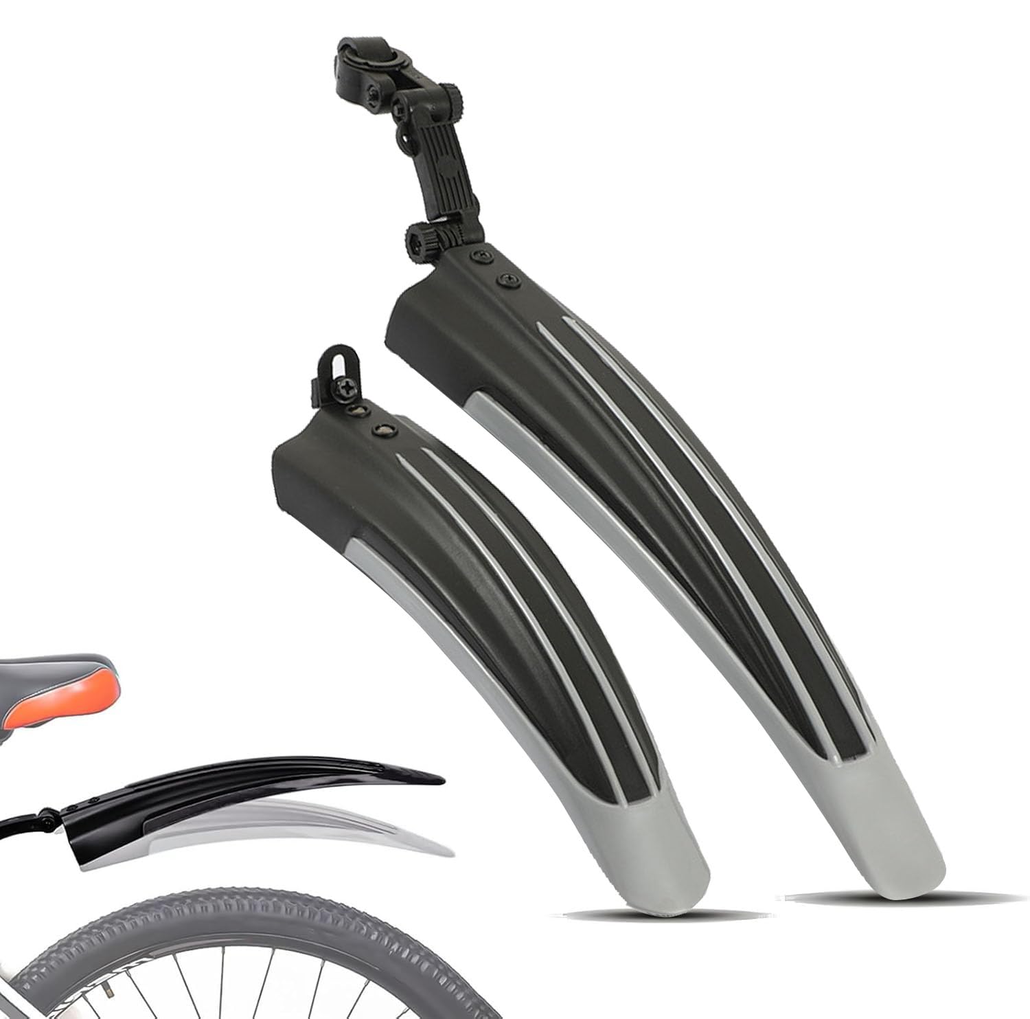 NINQ Fahrrad Schutzblech Set für Gazelle Arroyo 2009, Verstellbarer Vorne Hinten Fahrrad Schutzblech, Geeignet für 20-26 Zoll Fahrräder,D-Grey Sport & Freizeit