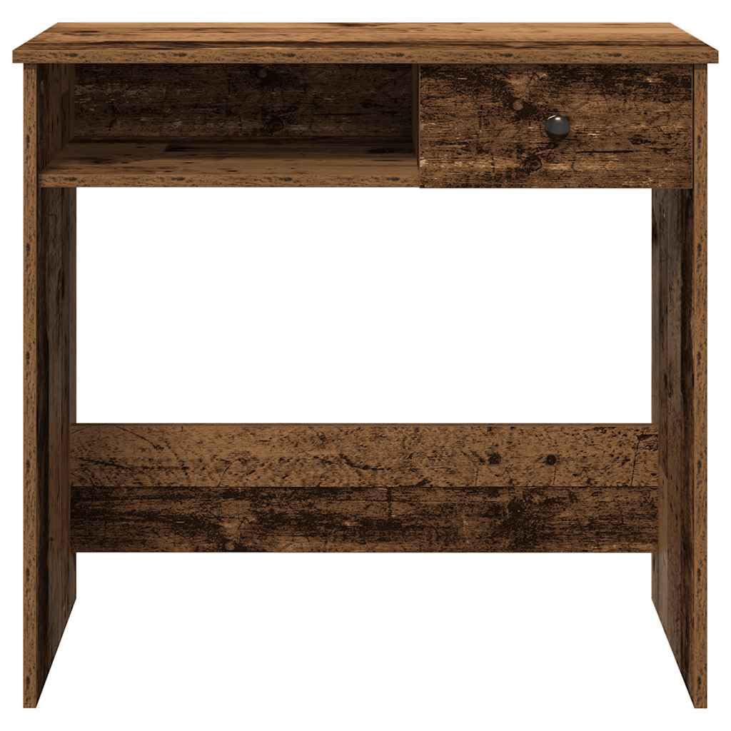 Escritorio con aspecto de madera envejecida, 80 x 40 x 75 cm, con amplia superficie de trabajo y espacio de almacenamiento para oficina en casa, oficina y estudio, versátil mesa de ordenador