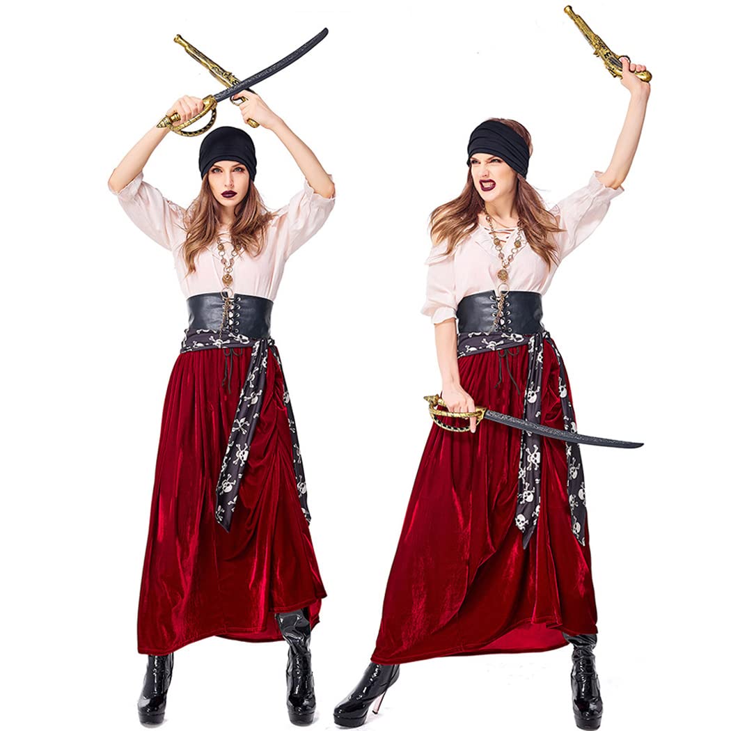 Kostium na Halloween retro kobiety pirat kapitan kostium strój wieczorowe imprezy tematyczne bal przebranie na karnawał akcesoria