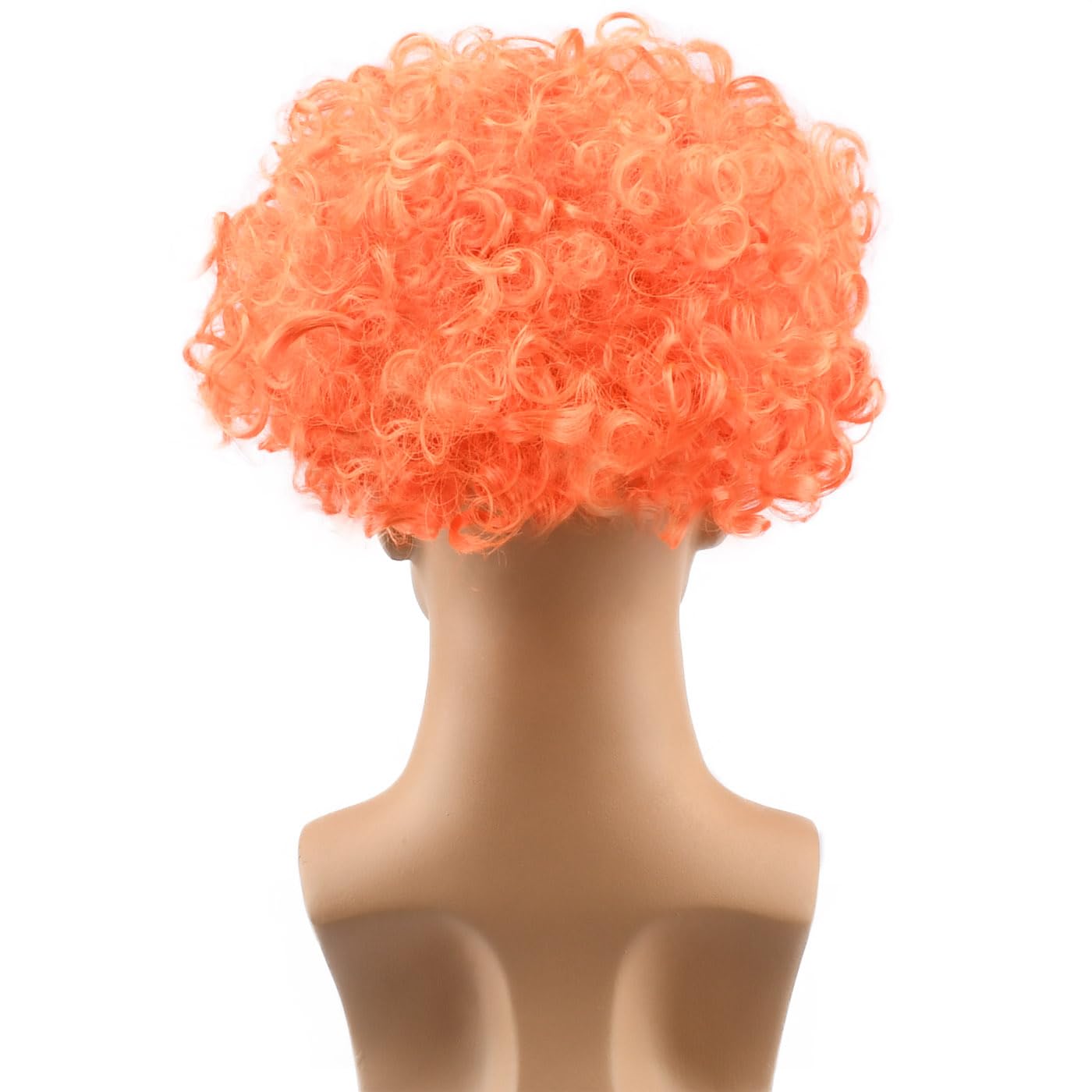 HODRME Unisex Short Fluffy Afro Wigs - Women Men Kinky Curly Disco Hippie Wig for Costume Cosplay Halloween Christmas Party (6 Orange)