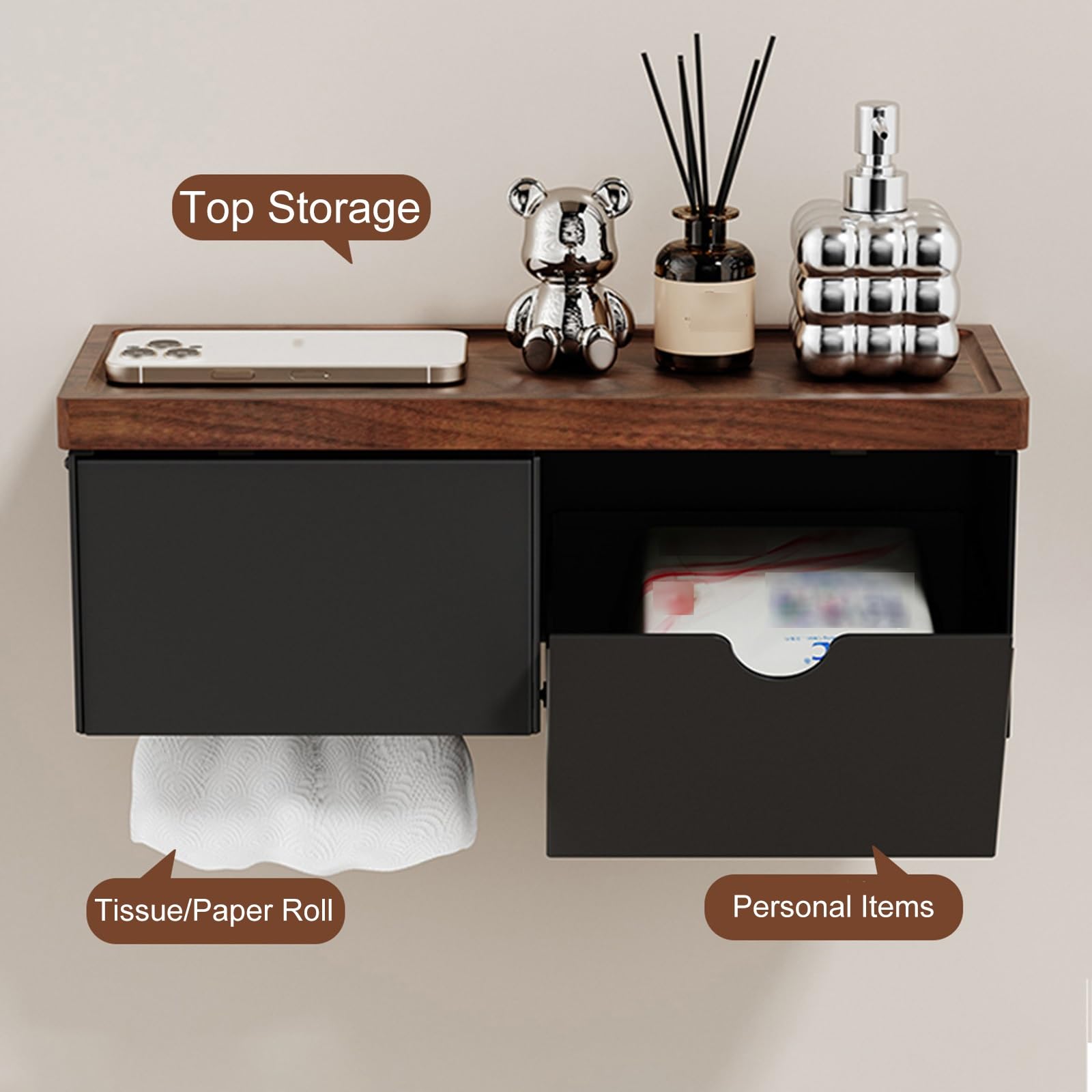 Dispensador de Papel, Dispensador Papel Secamanos, Portarrollos Papel Higienico, Porta Papel Higienico de Baño, Soporte Rollo Papel Higienico
