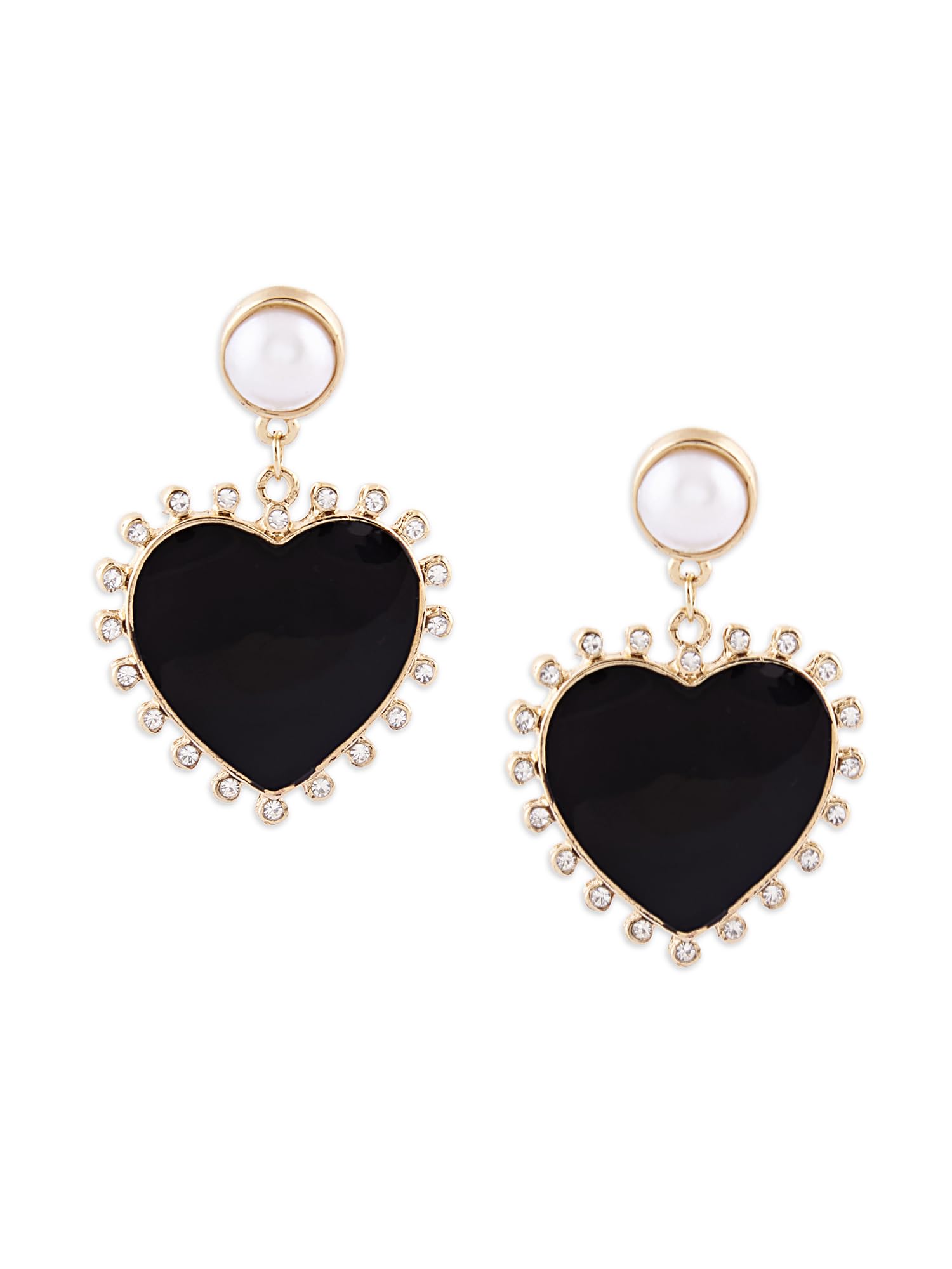 Zaveri Pearls Black Heart Contemporary Dazzling Austrian Diamonds Bling Drop Earring For Women-ZPFK16137 (B0C4TTT1J6) Amazon Price History, Amazon Price Tracker
