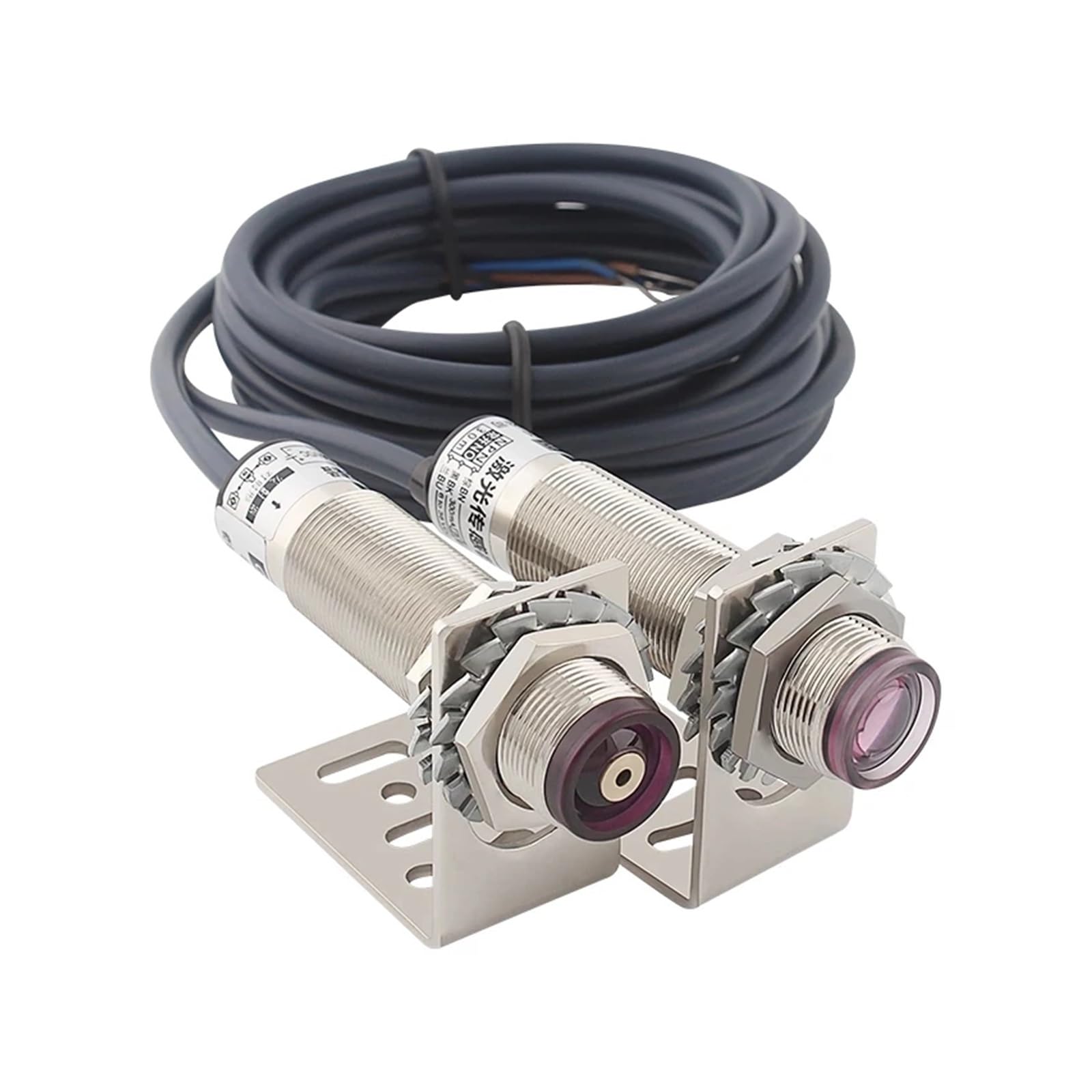 M18 Laser Counter photoelectric Switch Waterproof E3F-30C1/30L Infrared 30m Detection Distance Visible Light Sensor with Bracket