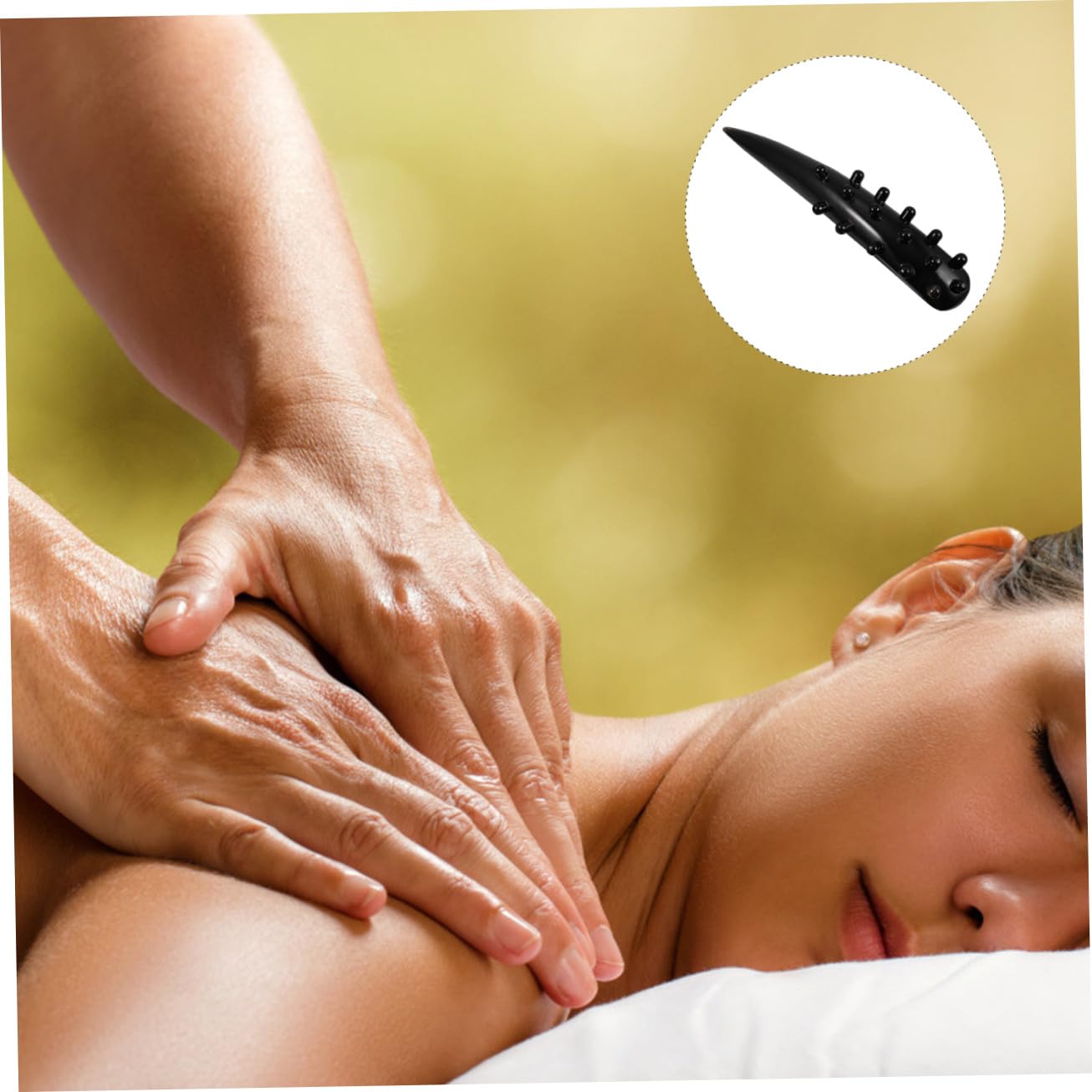 Kopfmassagekamm aus Ochsenhorn 16-zinken, Schwarz, Ergonomisch