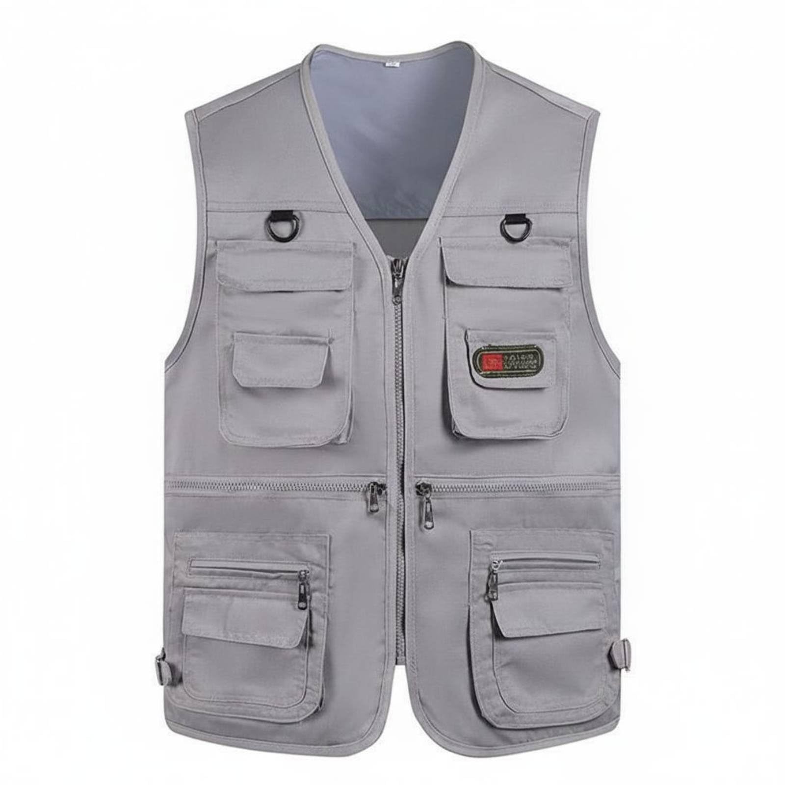 Loose Fit Multi-Pocket Fishing Vest Plus Size Available Photographer's Travel Vest Lightweight Outdoor Work Gilet Zipper Closure for Fishermen, Photographers, Hiking, Gray, Xl-image-47
