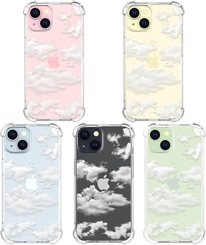 Miniatura 3 de Funda compatible con iPhone 15 Plus, linda nube transparente para mujeres, diseño femenino, bonita funda de silicona transparente para teléfono,