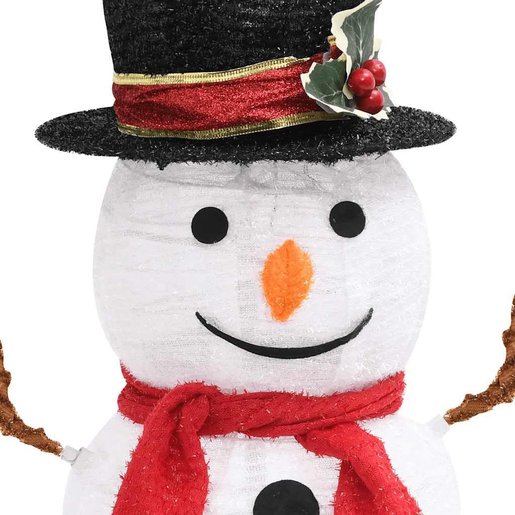 LED Schneemann Weihnachtsfigur 60 cm für Innen und Außen, Weihnachtsdeko mit 60 LEDs, 8 Lichtmodi, Stoff Deko-Figur für Weihnachtsstimmung, weiß