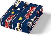 Vista 4 de Feelyou Juego de funda de edredón de camión de bomberos, edredón de coche de policía para decoración de habitación de niños, colcha de ambulancia