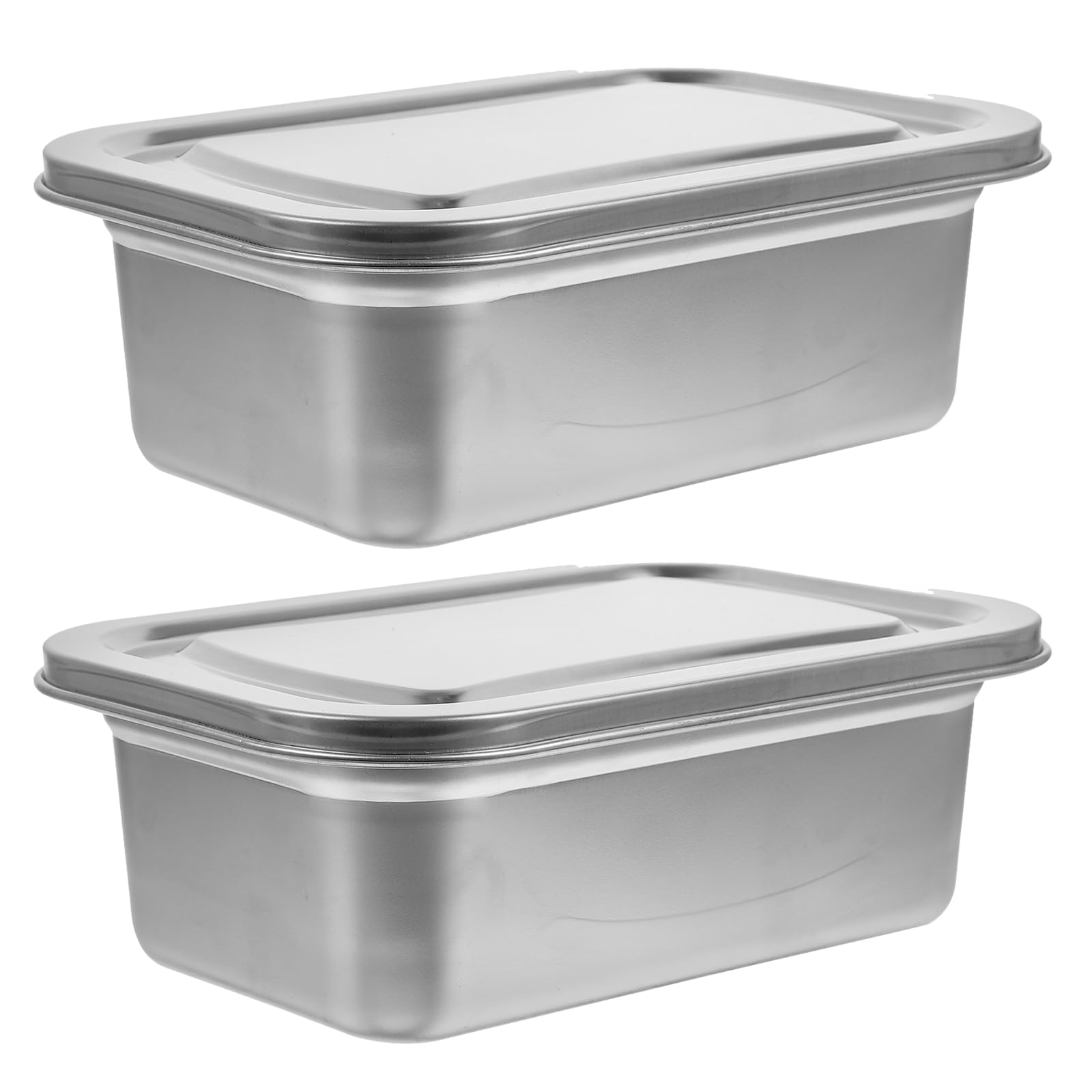 2 Stück Eisbehälter aus Edelstahl 1600ml mit Deckel Luftdicht und Wiederverwendbar für Reise und Kühlschrankaufbewahrung von Hausgemachtem Speiseeis
