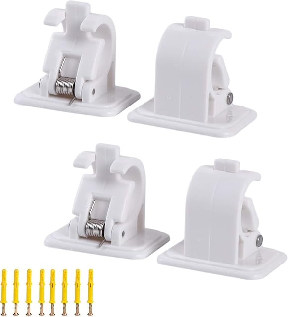 HAILIDA Self Adhesive Hook Curtain Rods Bracket Drapery Hook Holder White Crossbar Wall Hooks Bracket No Drilling for Curtain Home Organizer(4PCS)