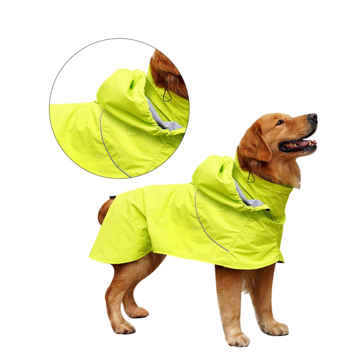Hunde Regenmantel mit Hohem Kragen und Kapuze M