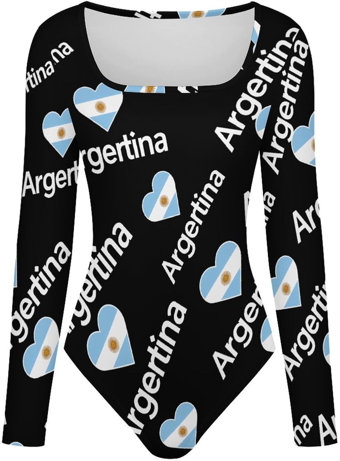 I LOVE Argentina Flag Women's Bodysuits Long Sleeve Top 5XL