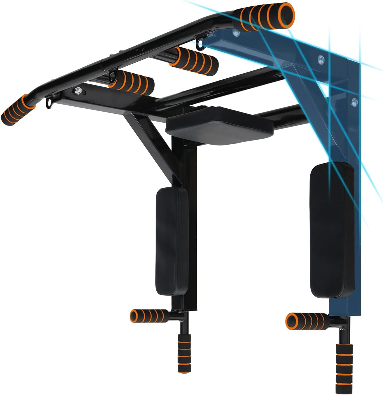 Wall Mounted Pull Up Bar Chin Up bar Multifunctional Dip Station for Indoor Home Gym Workout, Power Tower Set Training Equipment Fitness Dip Stand Supports to 440 Lbs