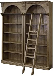 Martin Furniture Traditional 8' Tall Wood Bookcase Wall with Ladder