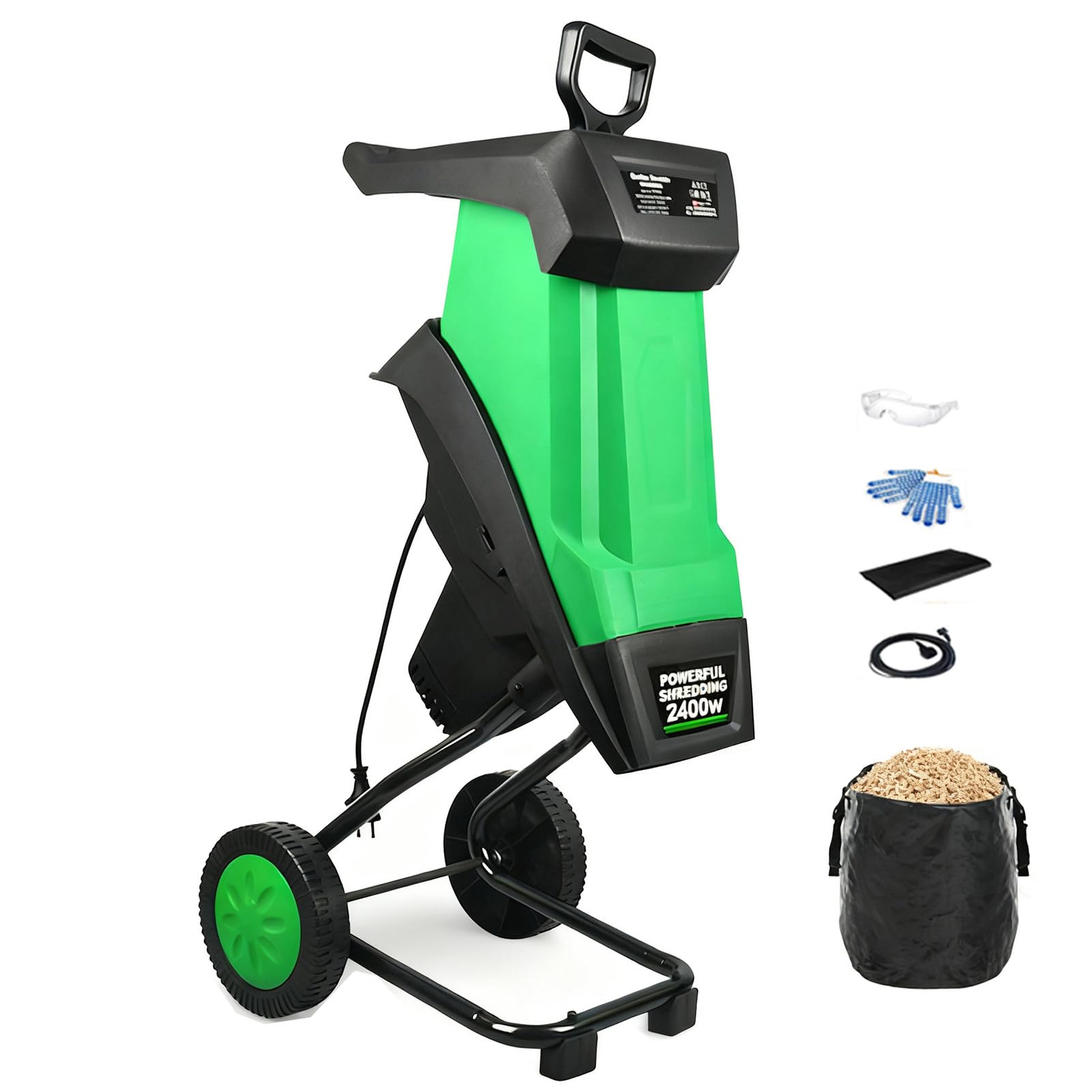 Trituradora de Madera EléCtrica, Trituradora de JardíN de Nueva GeneracióN, Tritura hasta 4 Cm, Velocidad de 4500 RPM, Cable de AlimentacióN de 30 M, Cuchillas Dobles de Acero Al Manganeso