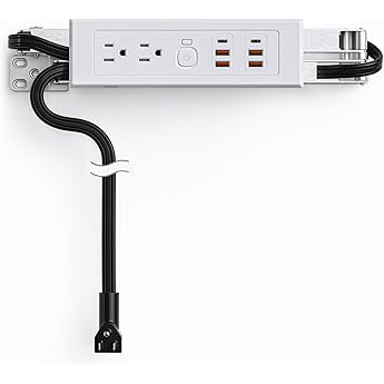 Drawer Outlet Kit with PD 20W USB-C Fast Charging Station(2), AC(TR)(15Amp) Outlets(2), (14 AWG) Power Cable, Aluminum Cord Management Arm for Wide Drawer Bathroom Kitchen Bedroom Offices Cabinets