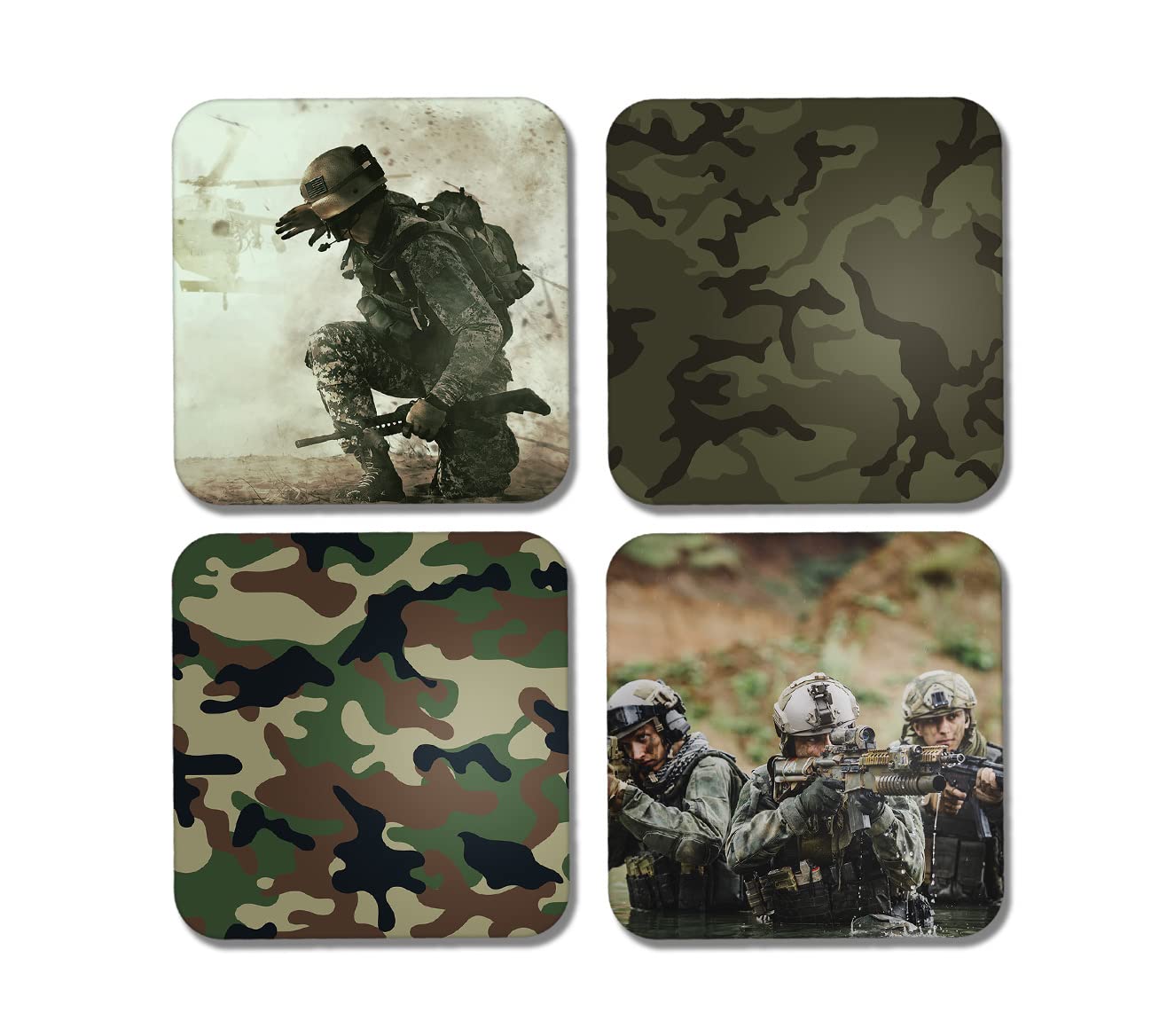 Dv Design Multicolor 4 X Square Army Coasters - Pattern Armed Forces Camouflage Camo Gift #77903