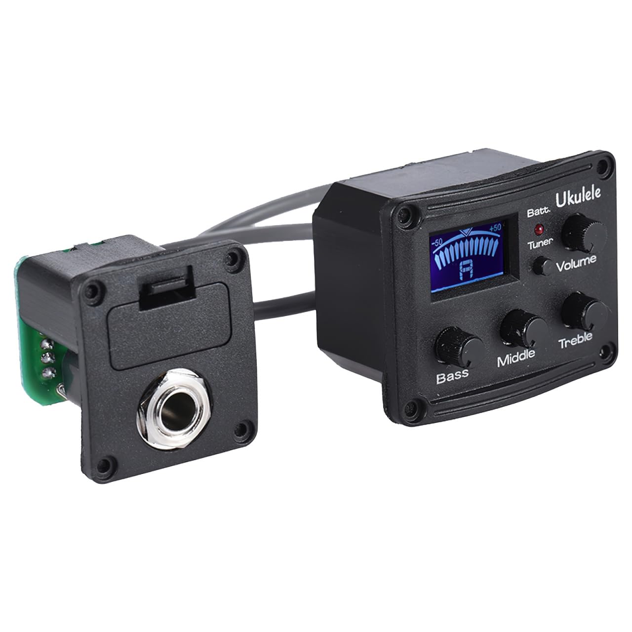 Kisangel Ukulele Piezo Tonabnehmer mit Band-EQ Equalizer & LCD-Display Tuner - Präzise Stimmung für Lauträume, Batteriestandsanzeige & Digitales Tuning